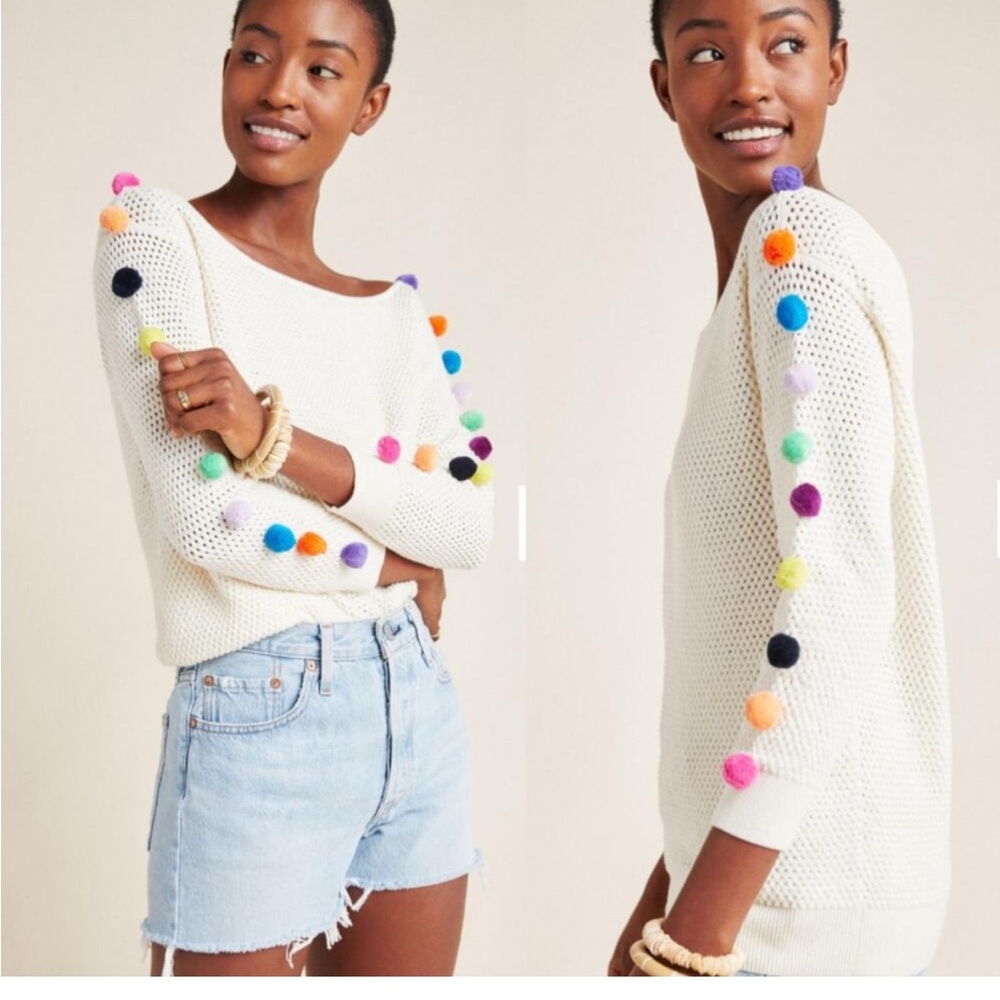 Anthropologie Pom Pom sweater